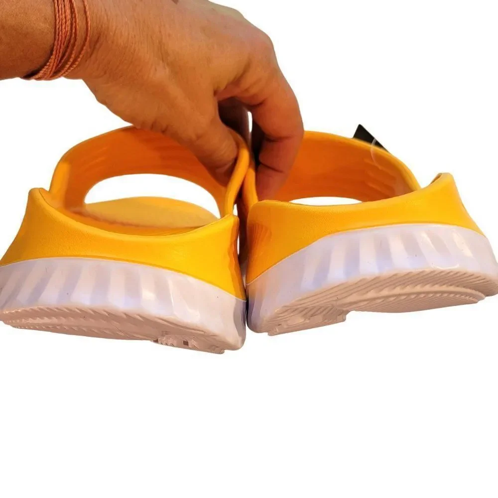 Kailua Recovery Sandals Mens 10 Yellow Marigold Cushioned Slides Athlete‎ NWT